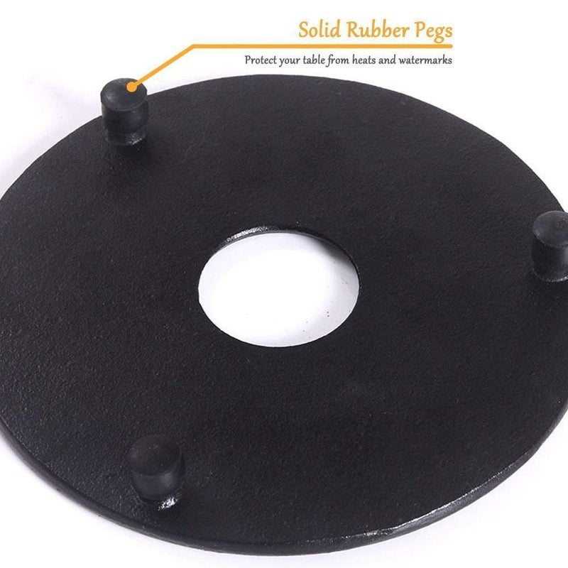 suyika Cast Iron Mat with Rubber Pegs/Feet for Japanese Tea Kettle Cast Iron Teapot Black Trivet 5.3in - Image 4